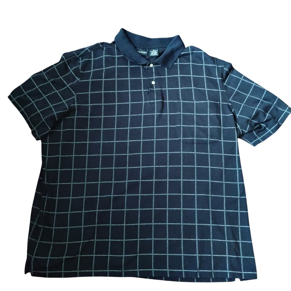 Vintage 90s Puritan Navy White Check Polo Shirt XL Short Cotton - Picture 4 of 17